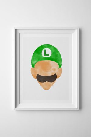 Super Mario Bros Luigi Inspired Watercolor Digital Wall Art - Etsy