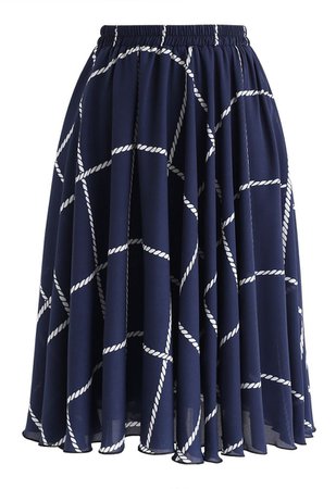 Check Pattern A-Line Chiffon Skirt - Retro, Indie and Unique Fashion