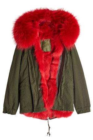 Parka with Fur-Trimmed Hood and Lining Gr. XS