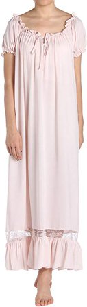 Latuza Women's Sleepwear Off The Shoulder Victorian Nightgown, Pink, Large at Amazon Women’s Clothing store