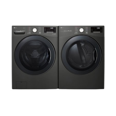 LG Front Load Laundry Pair - Black Stainless Steel