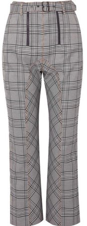 self-portrait cropped checked tweed straight-leg pants