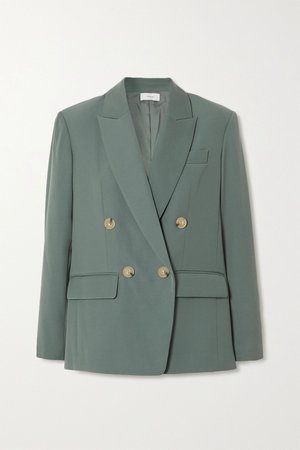 Gray green Double-breasted woven blazer | Vince | NET-A-PORTER