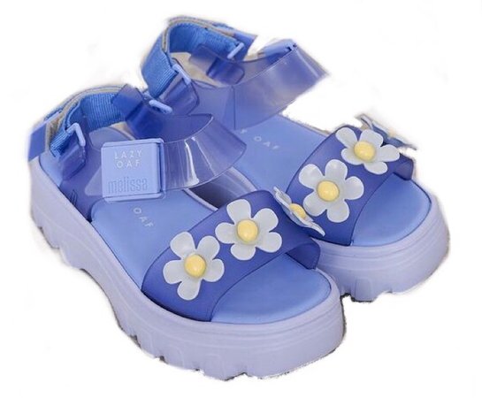 lazy oaf blue daisy sandals
