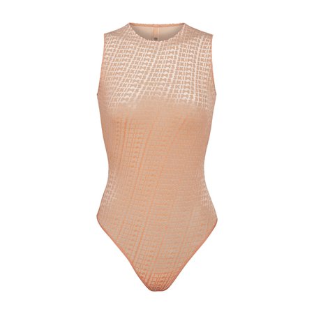 Skims Velvet Sleeveless Bodysuit - Peach | SKIMS