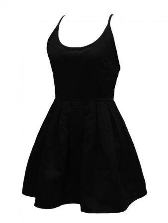 Black Strappy Back Cross Skater Mini Dress #Chic186566 | WithChic