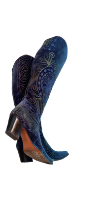 Cowboy boots corduroy blue