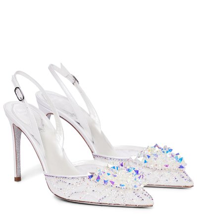 Rene Caovilla - Cinderella embellished lace pumps | Mytheresa