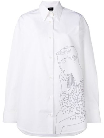 White Calvin Klein 205W39nyc oversized embroidered shirt 91WWTE43C038 - Farfetch