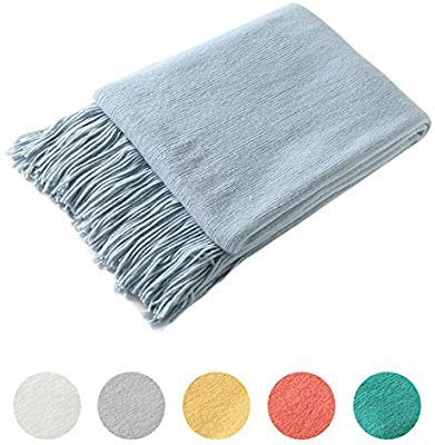 Amazon.com: Homiest Decorative Knitted Throw Blanket with Fringe Soft & Cozy Tassel Blanket for Couch Sofa Bed (Light Blue,50x60): Gateway