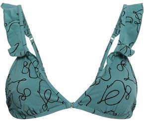 Love Stories Emmy Ruffle-trimmed Printed Triangle Bikini Top