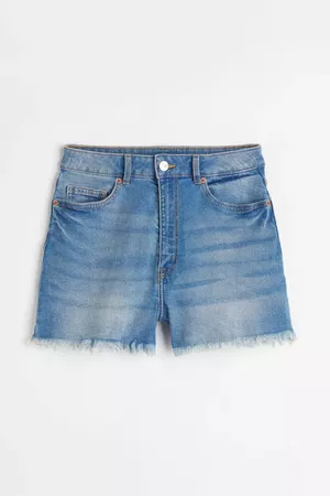 High Waist Denim shorts - Denim blue - Ladies | H&M