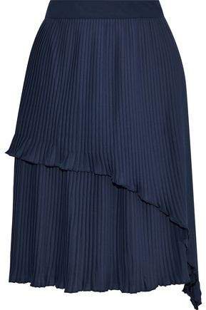 W118 By Baker Flame Layered Plisse-crepe Skirt
