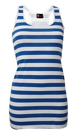 Amazon.com: Blue And White Horizontal Stripes Nautical Summer Sailor Fancy Dress Long Vest Top: Clothing