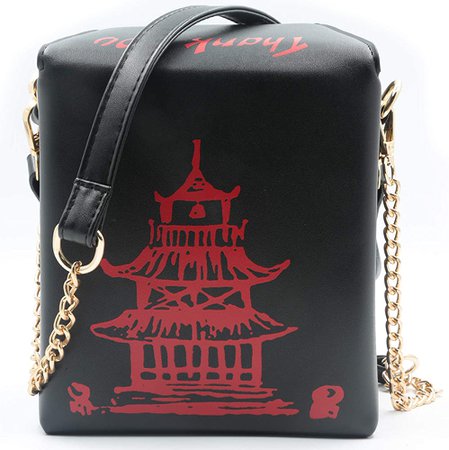 Amazon.com: QiMing Tower Print Crossbody Shoulder Bag,Pu Chinese Takeout Box Totes Purse for Women(Black): Shoes