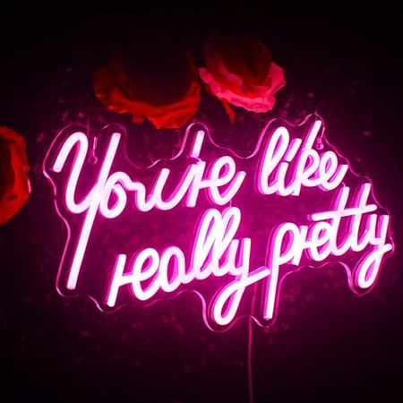 Lucunstar You're Like Really Pretty Neon Signs,Pink Led Neon Light for Wall Decor,Neon Signs for Wall Decor,Light Sign for Wedding,USB Powered Led Neon Sign for Bedroom,Home Wall Decor,Party Light - Amazon.com