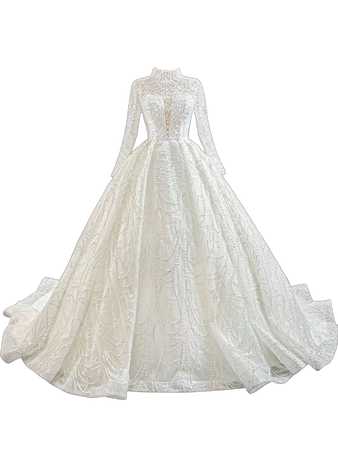 Luxury pearl style wedding gown with long train