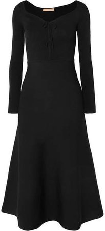 Kaia Stretch-knit And Jersey Midi Dress - Black
