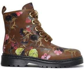 Enzo Floral-print Leather Ankle Boots