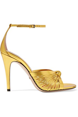 Gucci | Crawford knotted metallic leather sandals | NET-A-PORTER.COM