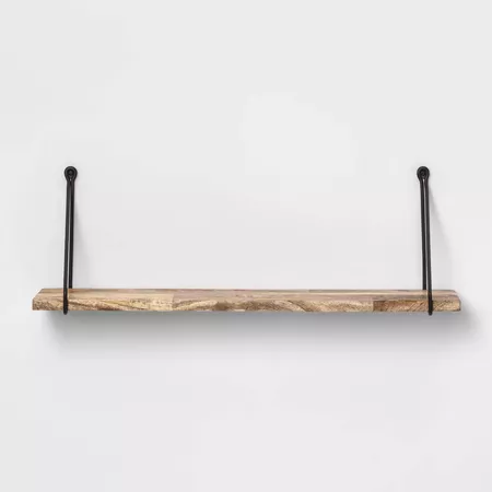Wood Wall Shelf With Hanging Wire Natural/Black - Threshold™ : Target
