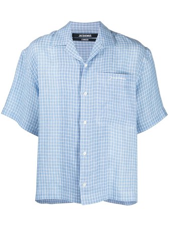 Jacquemus check-print linen shirt blue 215SH21215106352 - Farfetch