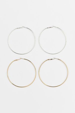 2 Pairs Hoop Earrings - Silver-colored/gold-colored - Ladies | H&M US