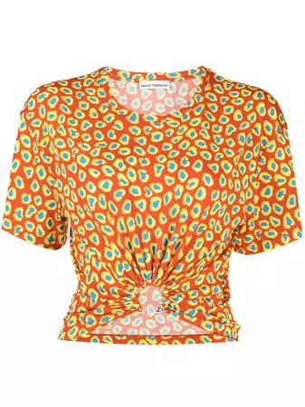 Rabanne leopard-print Gathered T-shirt - Farfetch