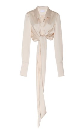 Lucine Cropped Tie-Front Satin Top by Significant Other | Moda Operandi