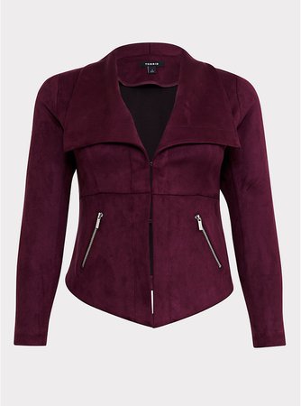 Burgundy Purple Faux Suede Jacket - Plus Size | Torrid