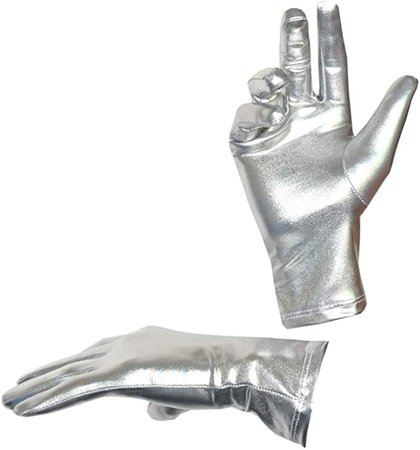Seeksmile Costume Shiny Metallic Gloves silver