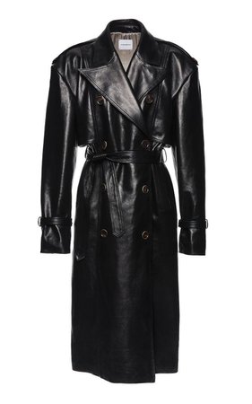 black leather trench