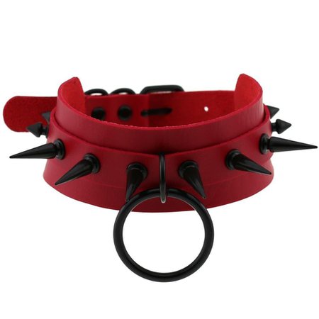 (1) Gothic Spiked Choker for Men and Women / Studded Leather Choker with Ring / Unisex Rave Outfits | HARD'N'HEAVY