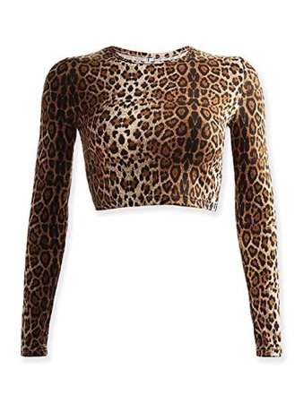 Cheetah print long sleeve crop top