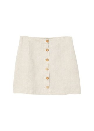 MANGO Button linen skirt