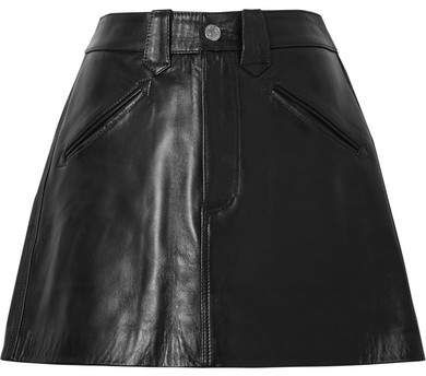 40s Western Leather Mini Skirt - Black