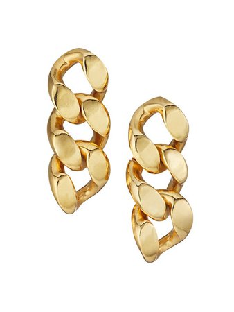 Oscar de la Renta Goldtone Curb Chain Drop Earrings | SaksFifthAvenue