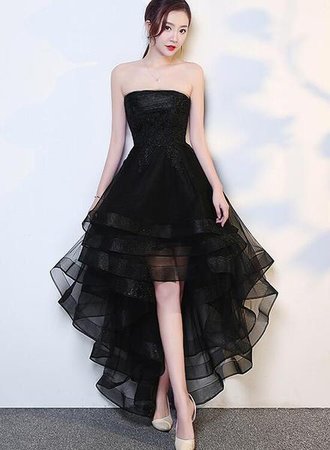 Black High Low Tulle and Applique Fashion Homecoming Dresses, Black Pa – BeMyBridesmaid