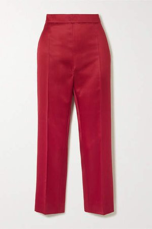 Olindo Wool And Silk-blend Satin Straight-leg Pants - Red