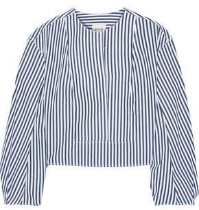 Dorothy Cropped Striped Cotton-poplin Blouse
