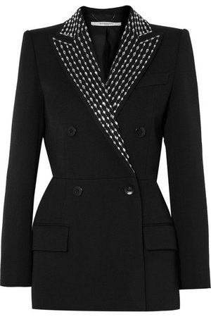 Givenchy | Double-breasted crystal-embellished wool and silk-blend twill blazer | NET-A-PORTER.COM