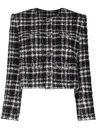 Alessandra Rich Cropped Tweed Checked Jacket - Farfetch