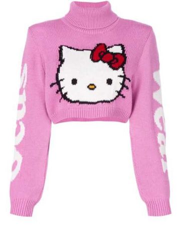 FarFetch pink cropped hello kitty jumper/sweater