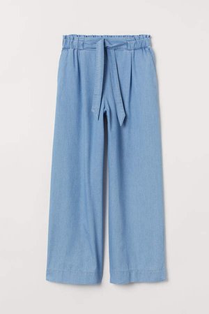 Wide-cut Pull-on Pants - Blue