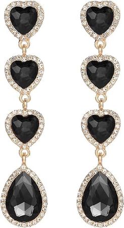Amazon.com: TRWWELL Black Rhinestone Statement Earrings Crystal Prom Party Earrings Teardrop Chandelier Long Dangle Earrings for Women Girls: Clothing, Shoes & Jewelry