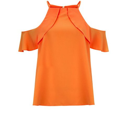 New Look Bright Orange Cold Shoulder Top - Enolita.com