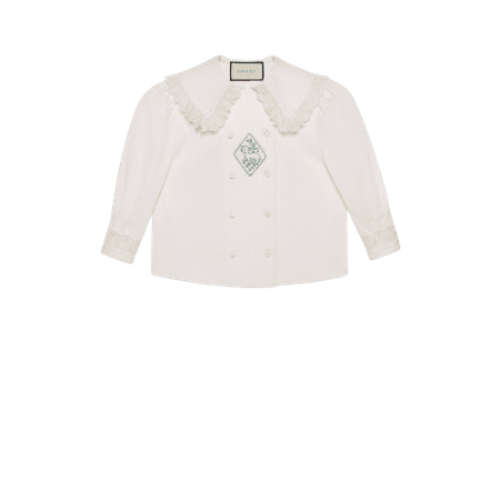 Cotton shirt with wide lace collar