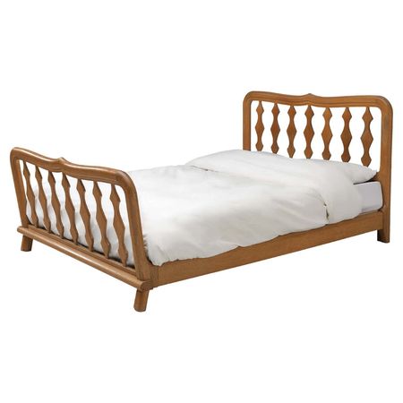Guillerme and Chambron Double Bed in Solid Oak For Sale at 1stDibs