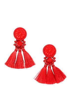 Red tassel earrings