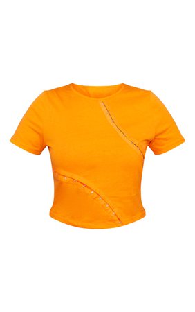 Orange Cotton Hook And Eye Detail Crop Top | PrettyLittleThing USA